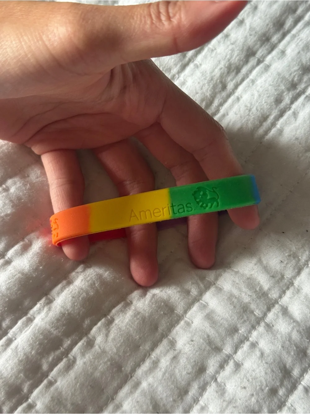 Ameritas Rainbow Silicone Wristband Bracelet Pride Promo Rubber Band 8 Inch